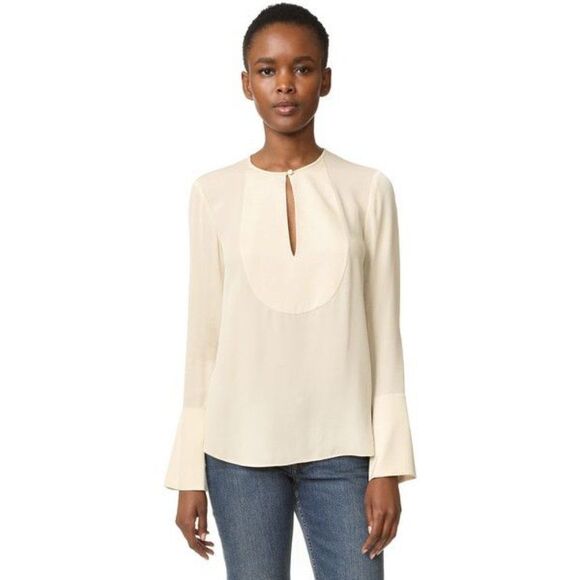 Theory Silk Bahliee Flare Sleeve Blouse Size Medium - Picture 1 of 14